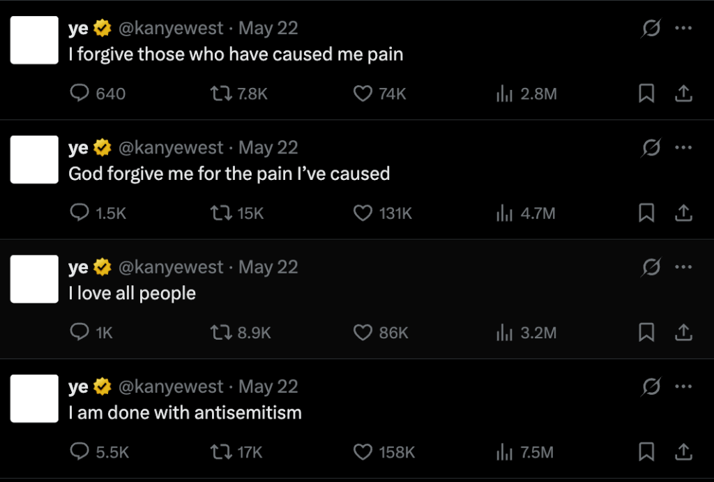 "Kanye West back pedals antisemitism"